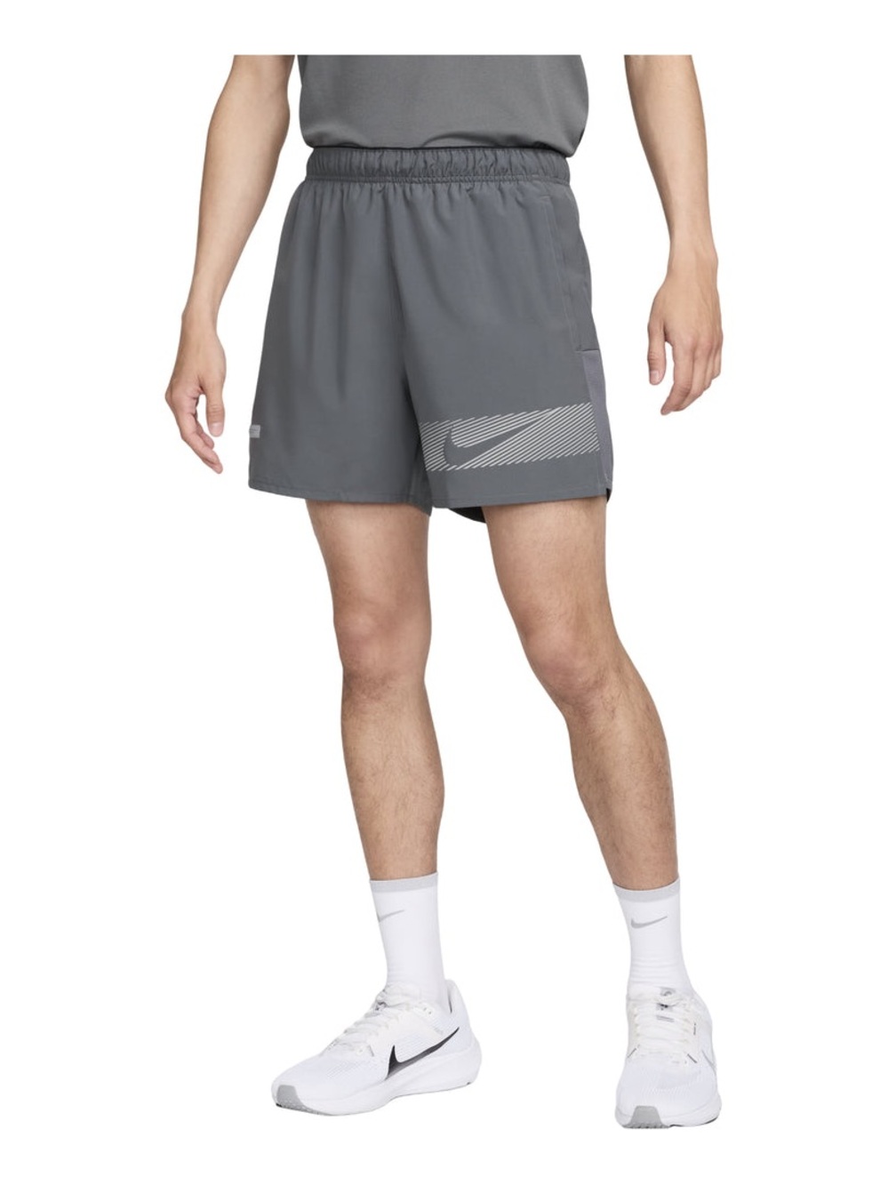 Nike Men's challenger Grey Athletic Running Shorts with Reflective Swoosh